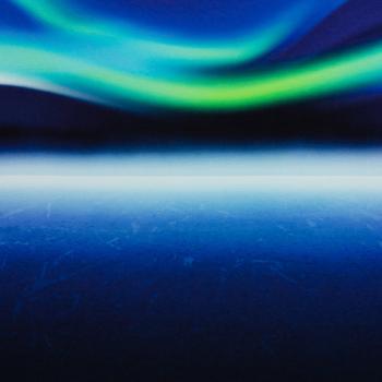 Preview: Sweat angeraut Panel Eisbär liegend im Nordlicht in Eisbär Blau
